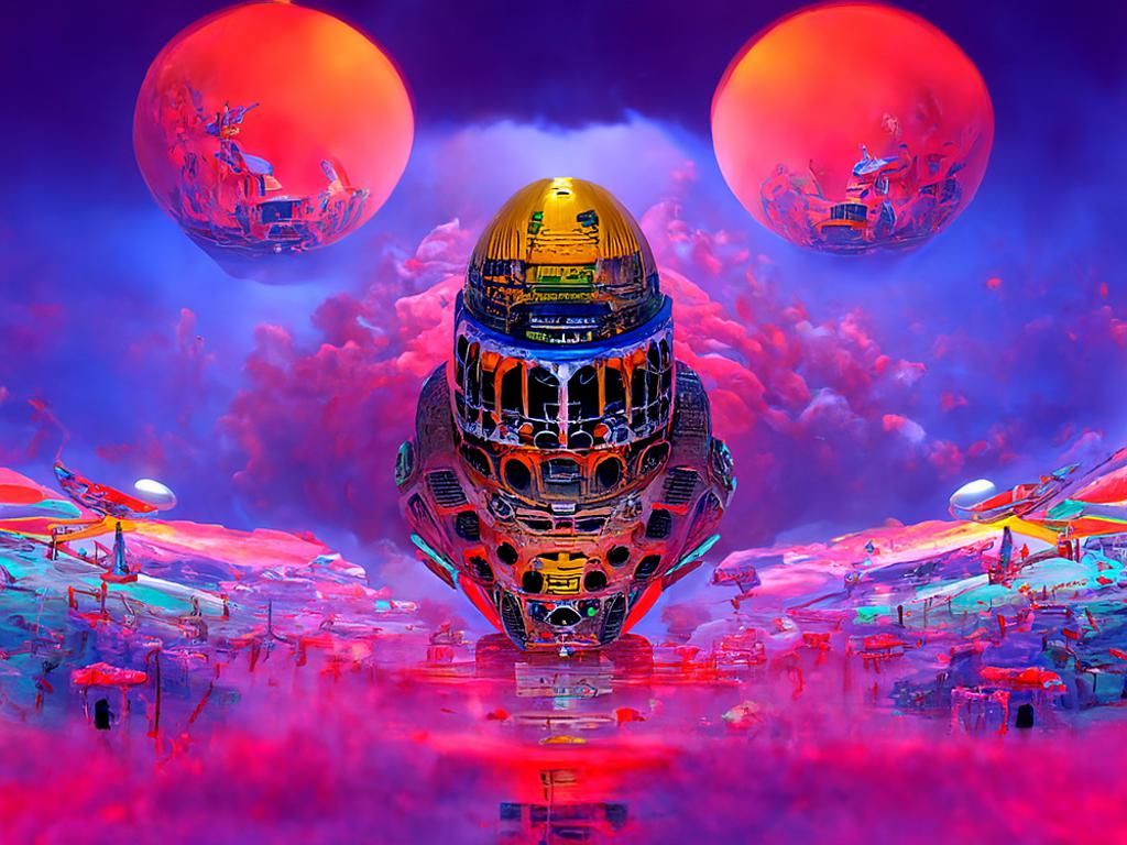 Sci-Fi Cyberpunk City Under Space Station Dome