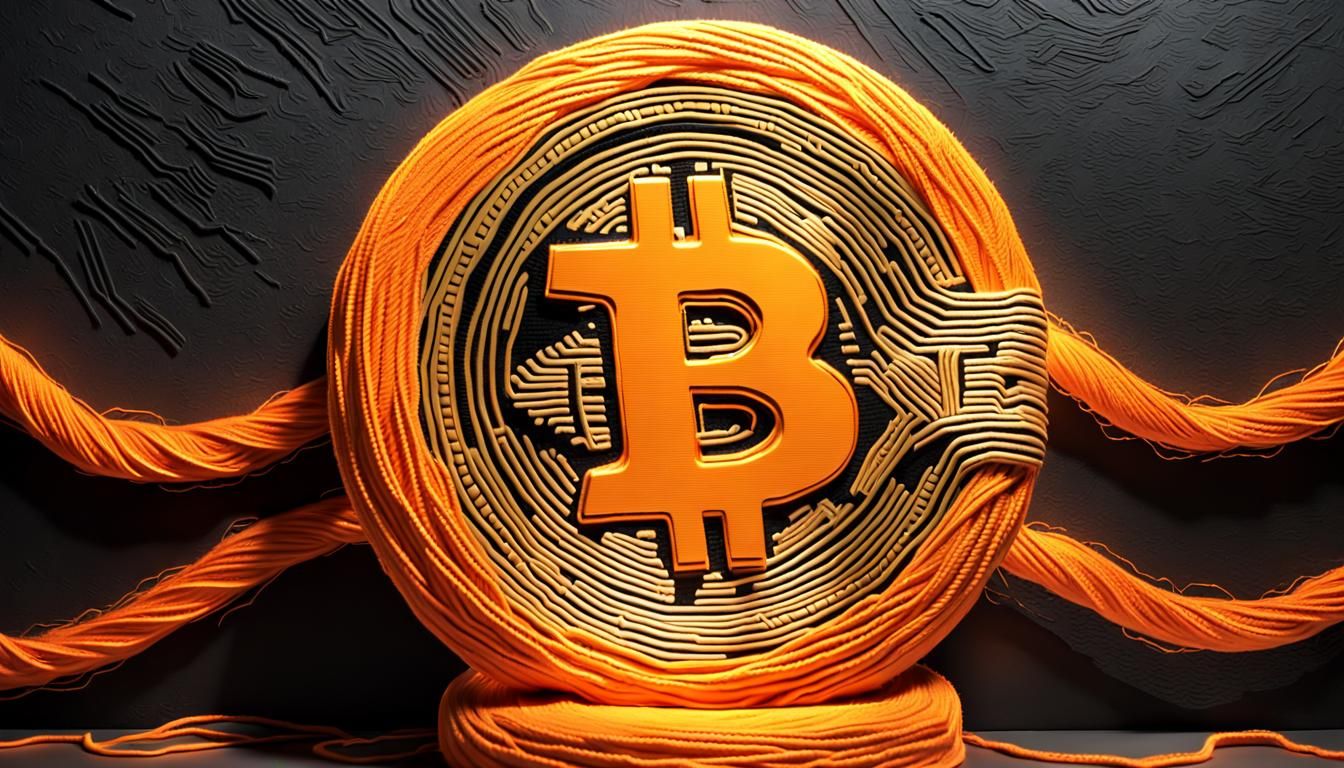 Van Gogh-Inspired 3D Bitcoin Yarn Street Art
