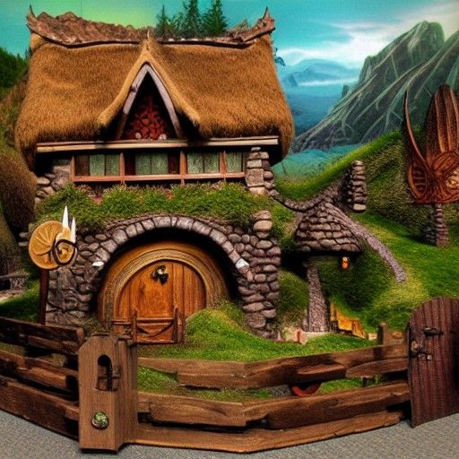 Fantasy Dragon Over Hobbit Village