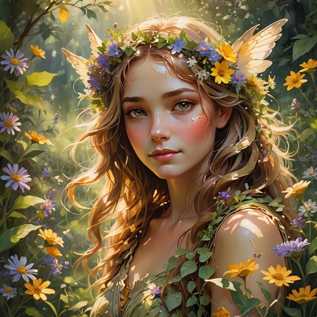 Delicate Summer Fae in Impressionist Style