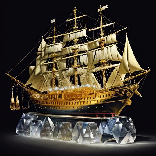 Crystal Ship with Crystal Mice: Expressionist Still Life