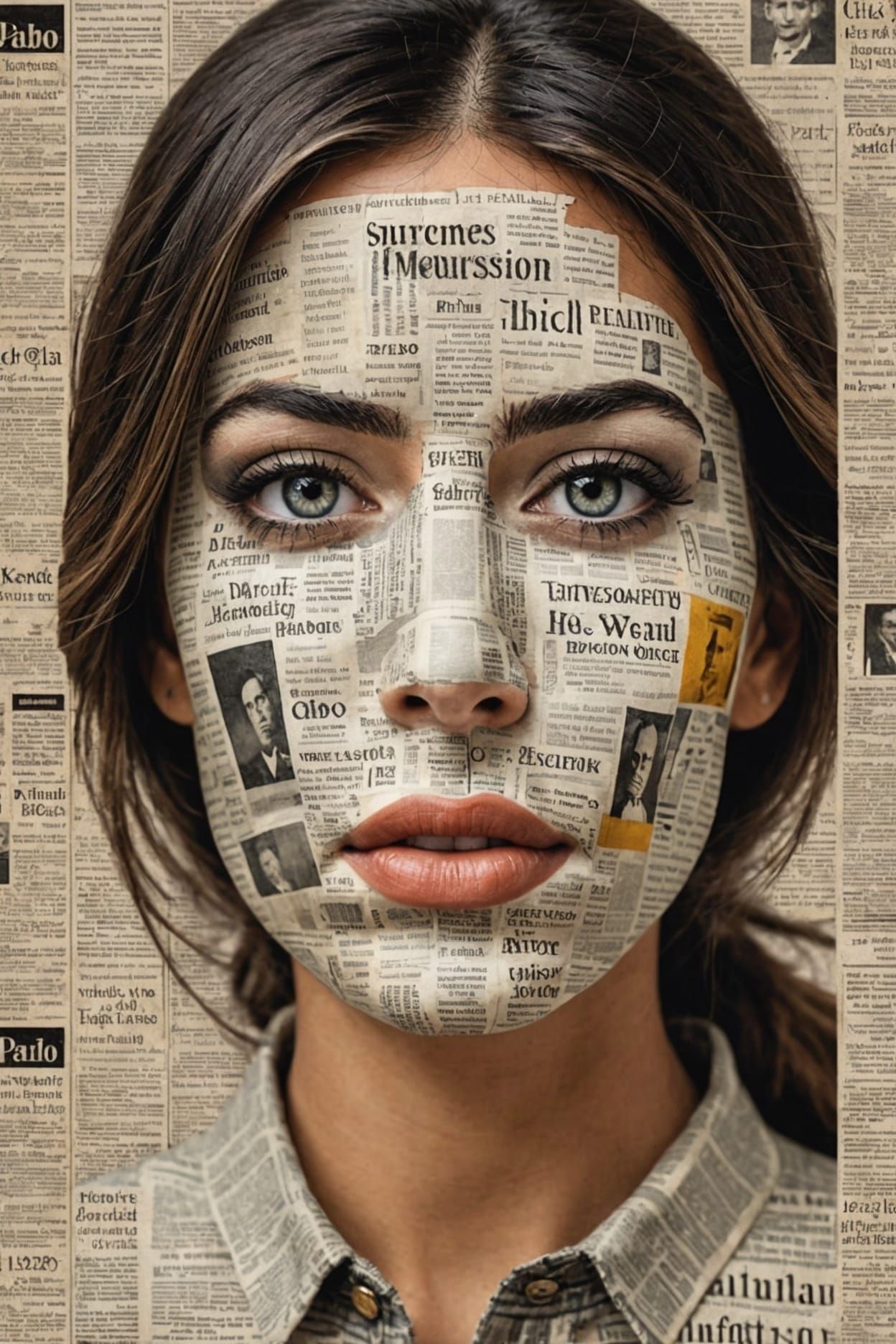 Newspaper Woman: Cubist-Inspired Digital Portrait