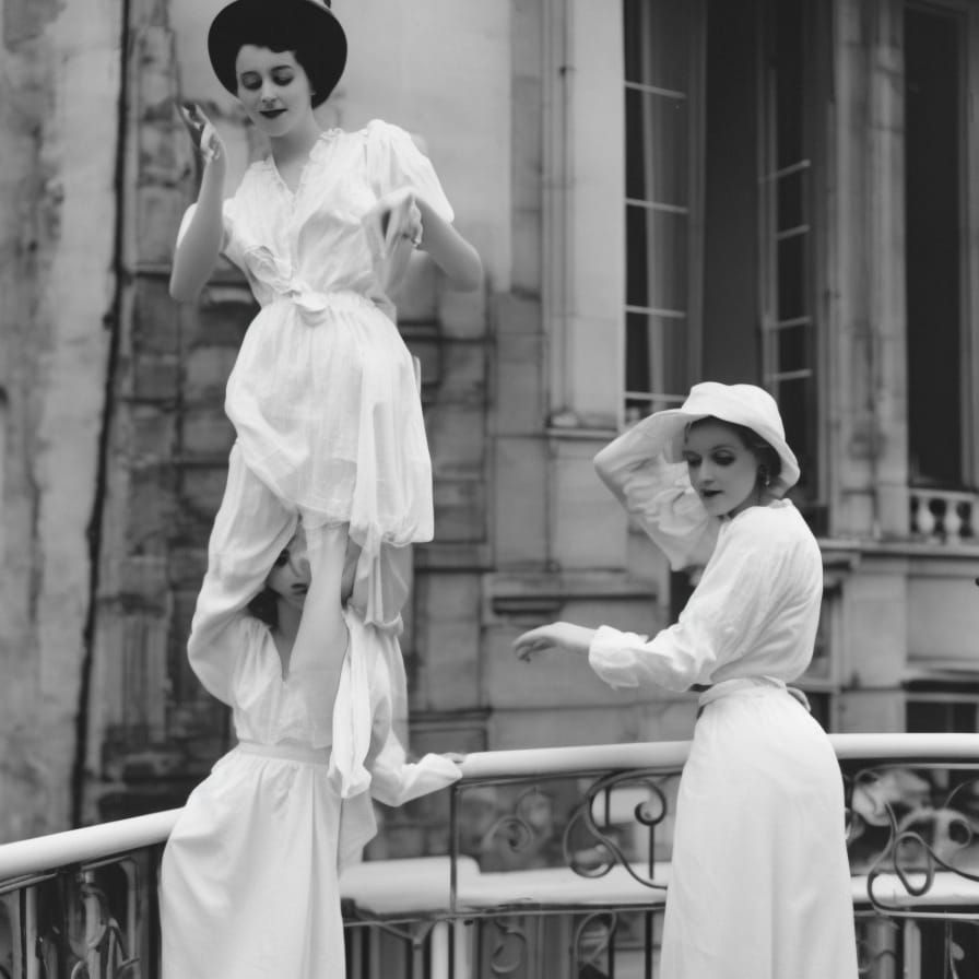 Romantic Retro Image of Woman on Paris Balcony