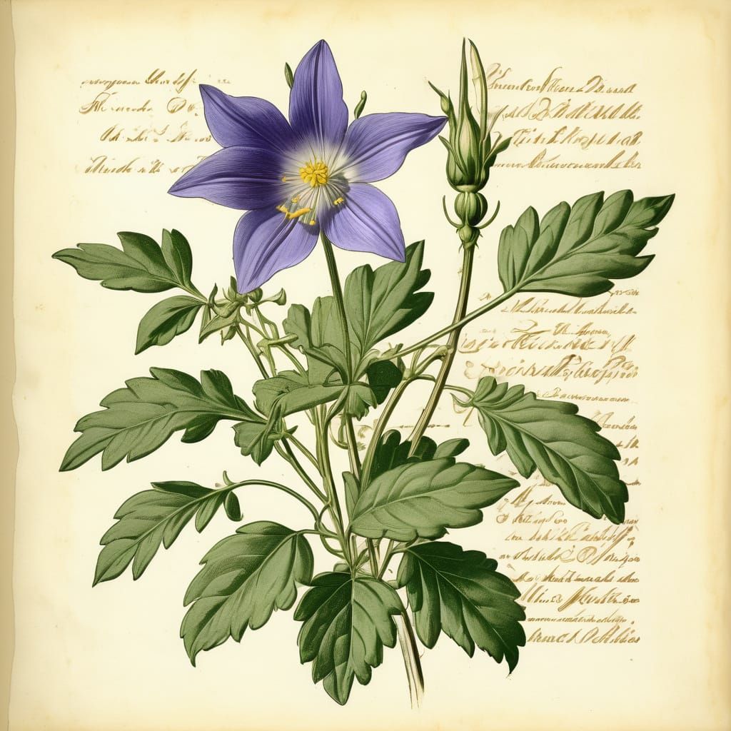 Renaissance Botanical Plate of a Campanula Flower