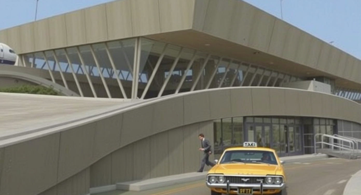 JFK Airport, 1974: Taxi Drops off Business Executive