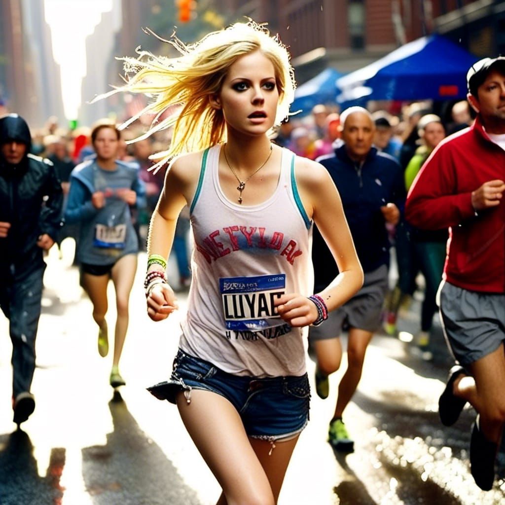 Marathon Runner in New York Streets