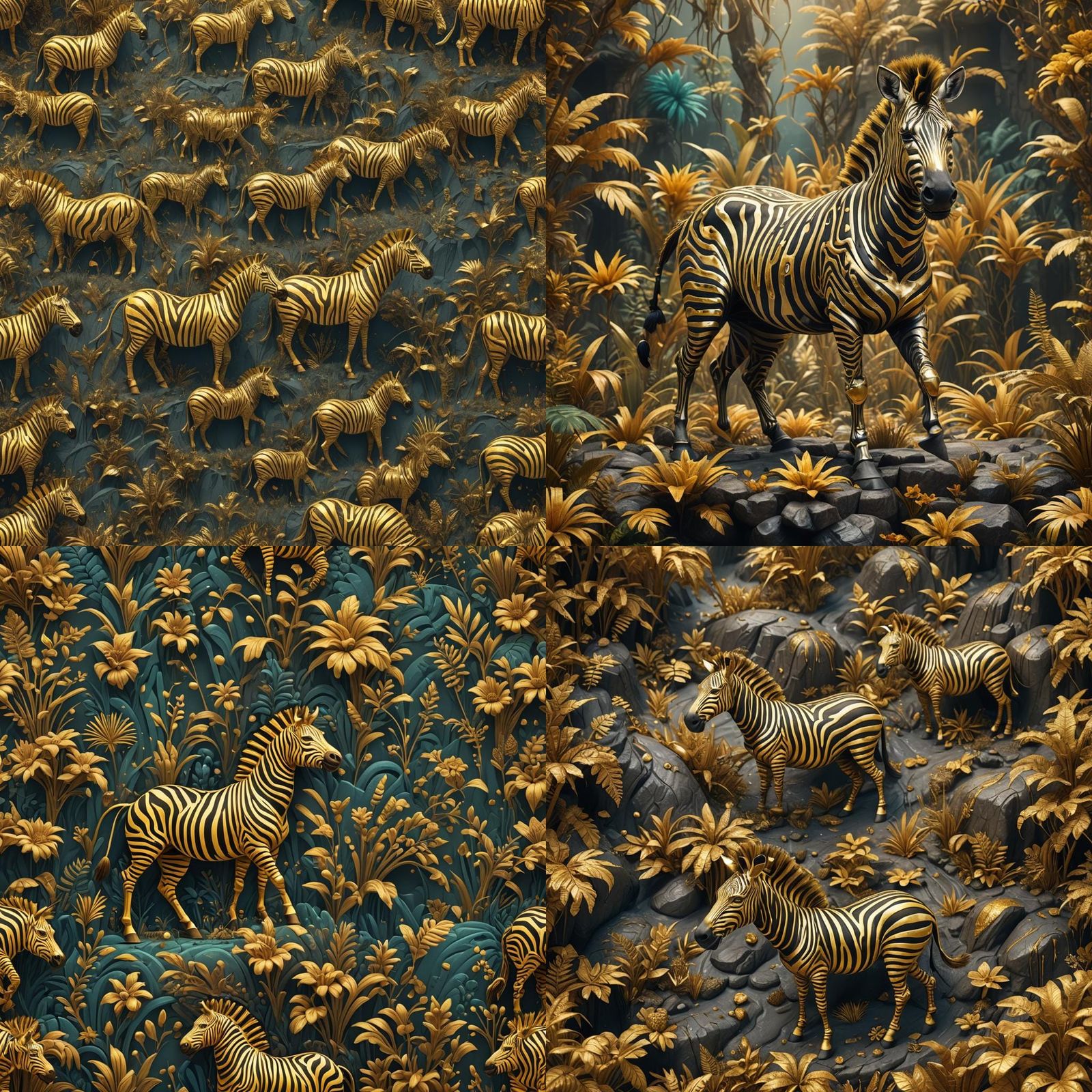Fantastical Golden Zebra in Detailed Matte Painting