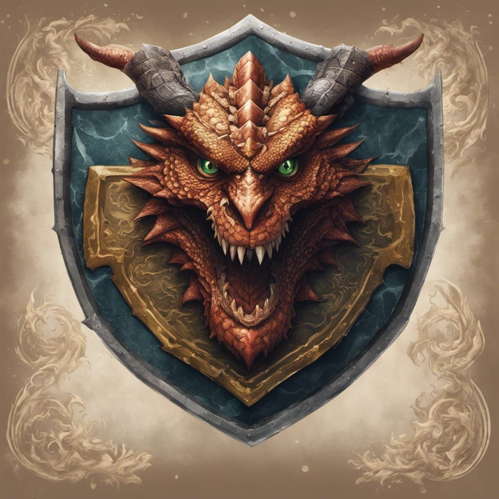 Dragon-Owl Shield Logo in Detailed Matte Painting