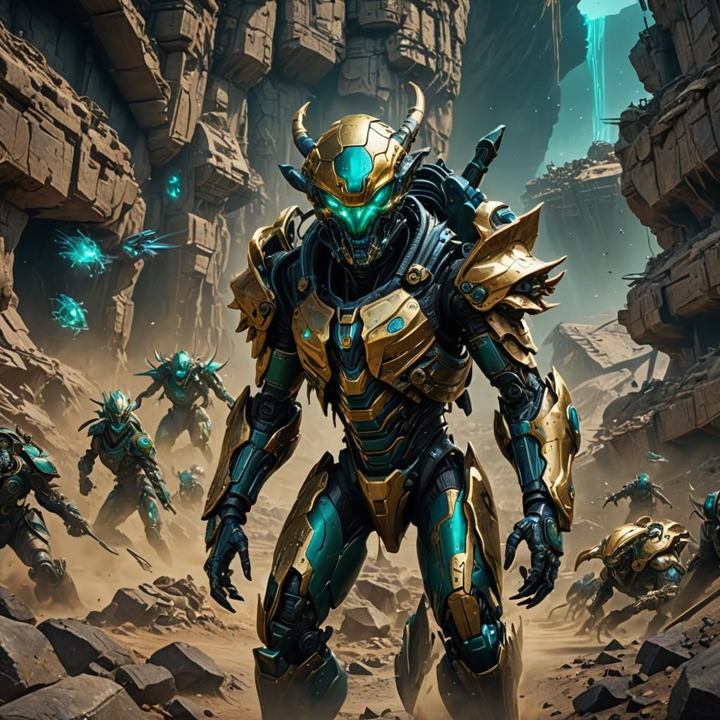 Armored Alien Invasion: Detailed Matte Painting