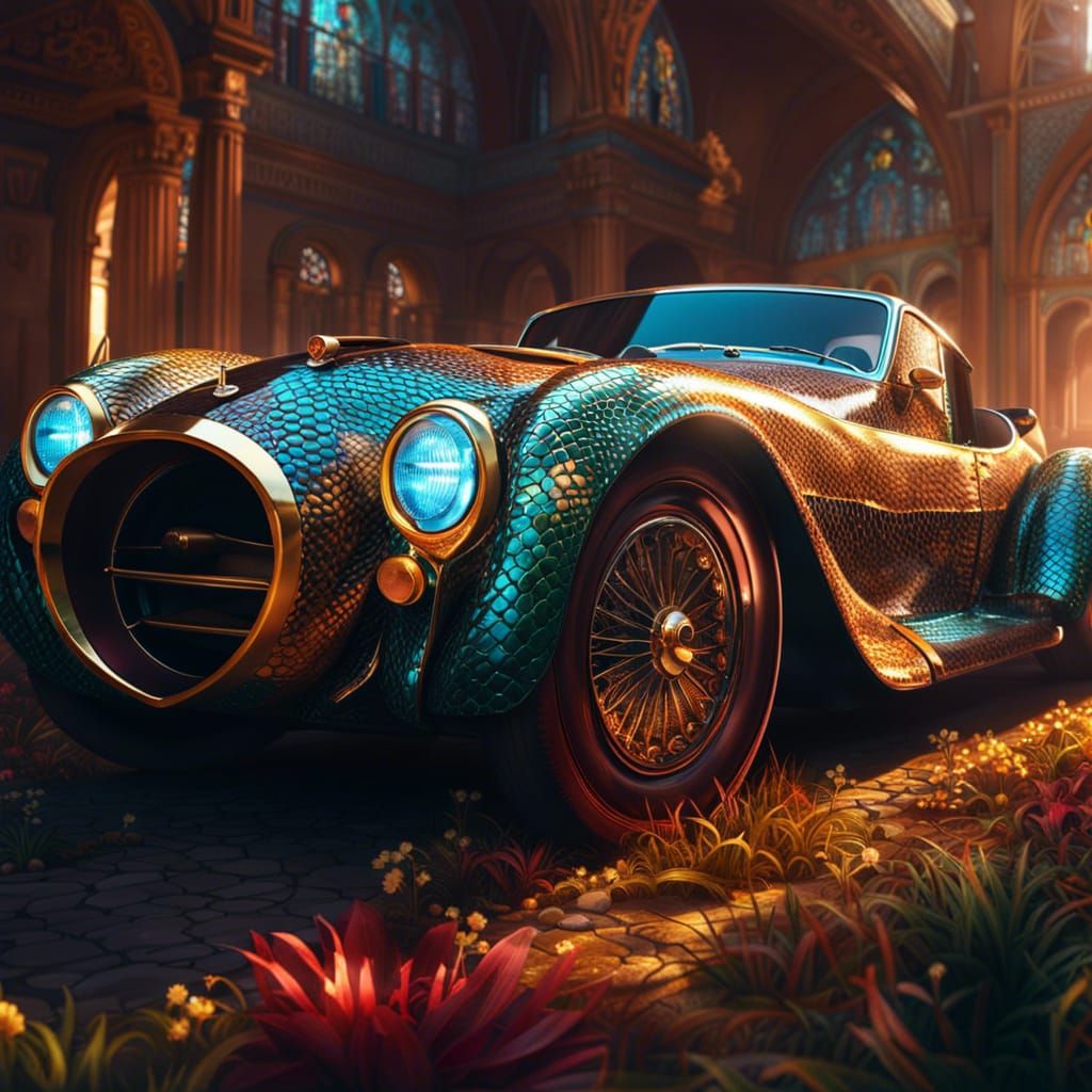 Snakeskin Car: Hyperdetailed Fantasy Concept Art