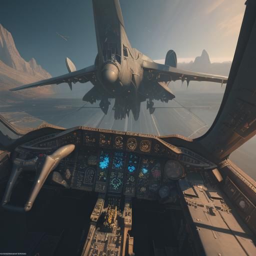 Aircraft Cockpit Landing: Detailed Matte Painting