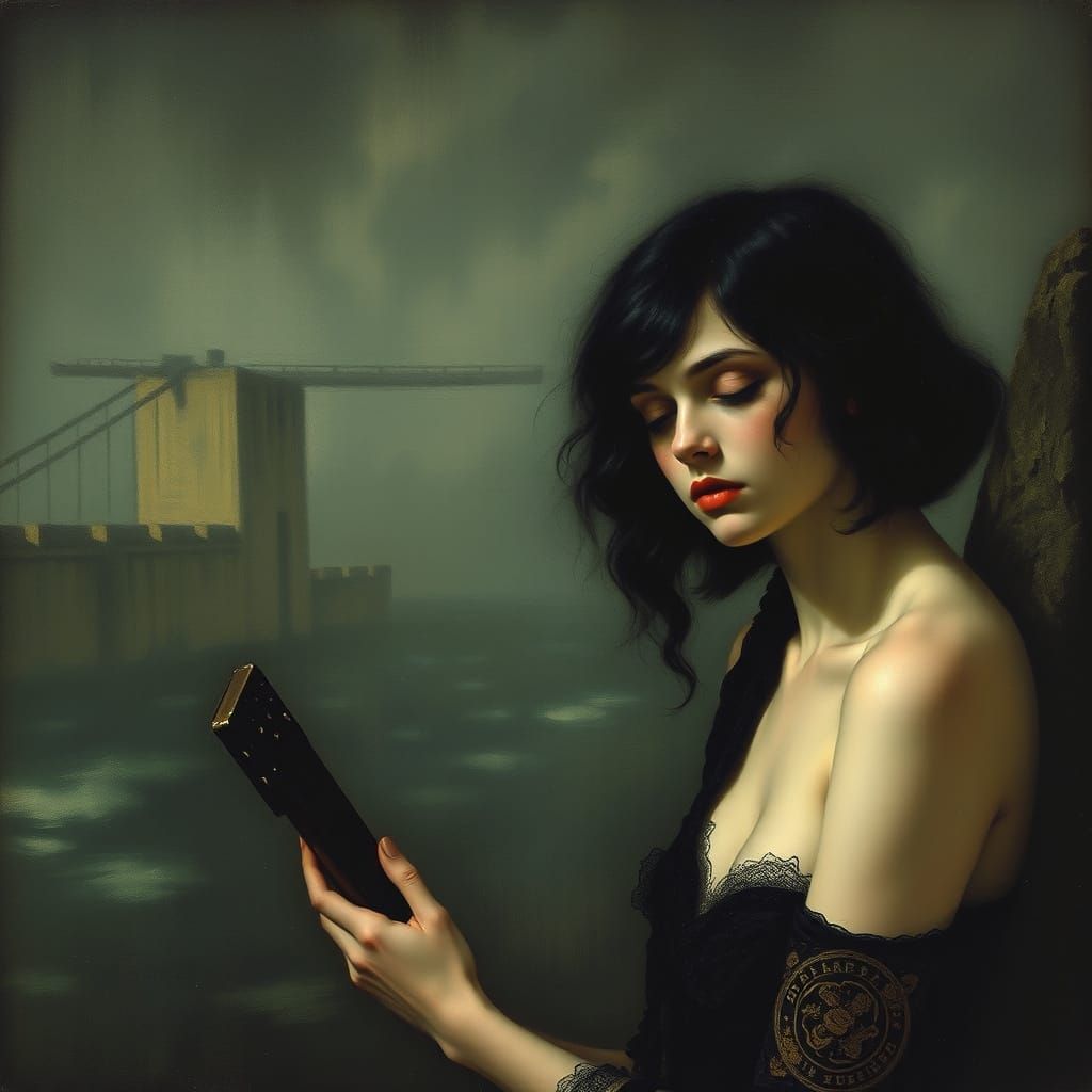 Mournful Figures in a Dreamlike Landscape