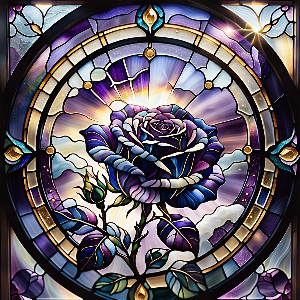 Dark Rose Stained Glass Fantasy Art