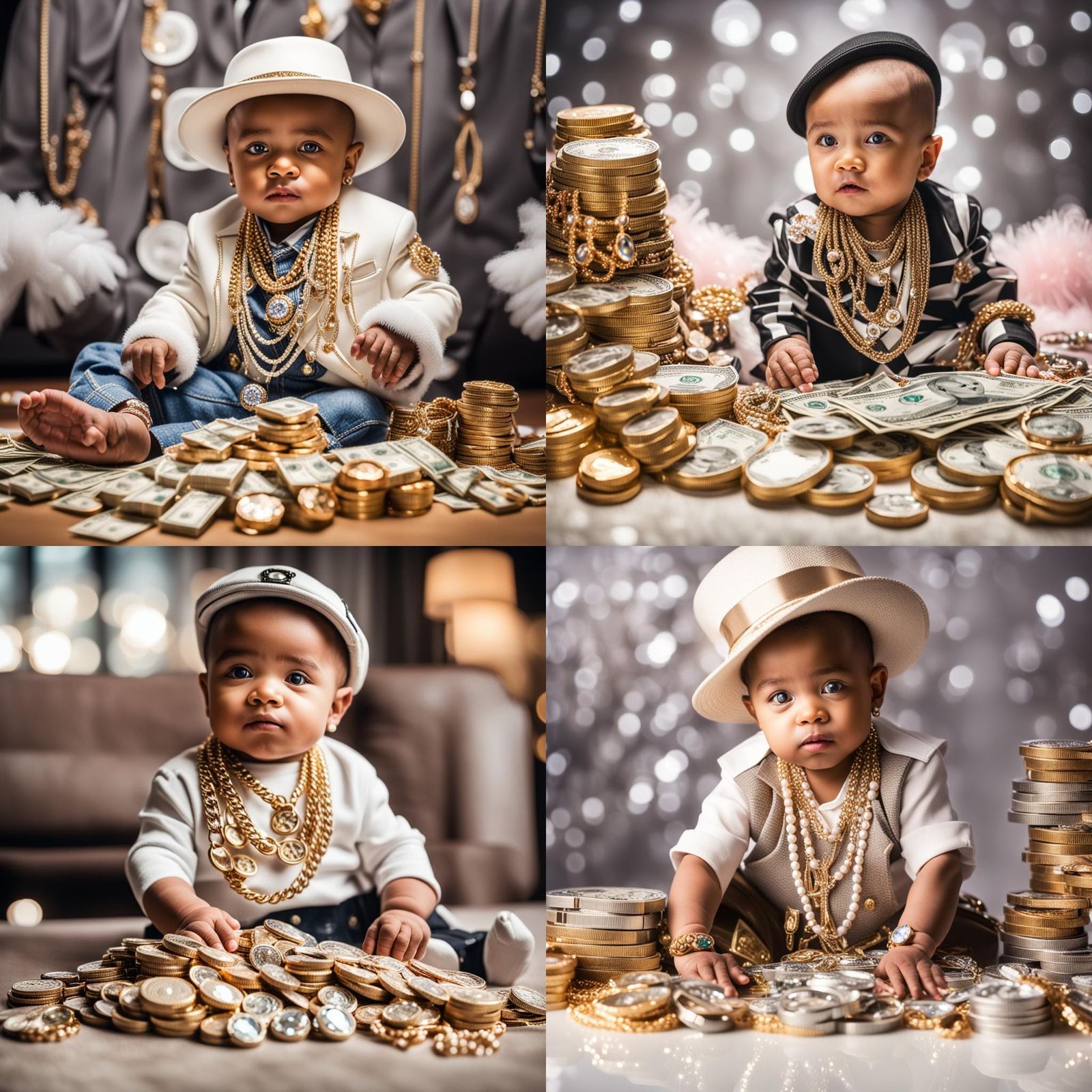 Baby Pimp with Money and Jewelry: Professional Photo