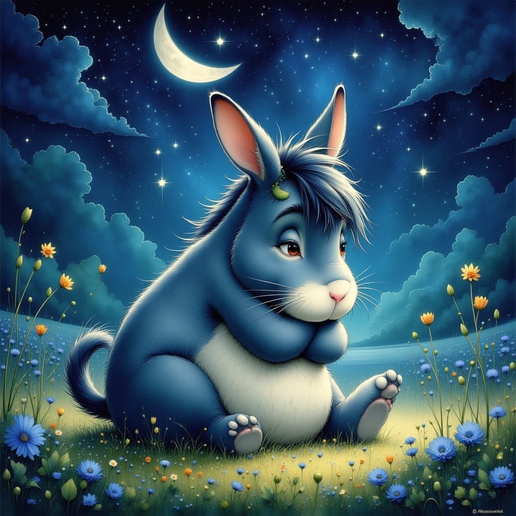 Eeyore's Starry Night Dream: Ethereal Fantasy Portrait