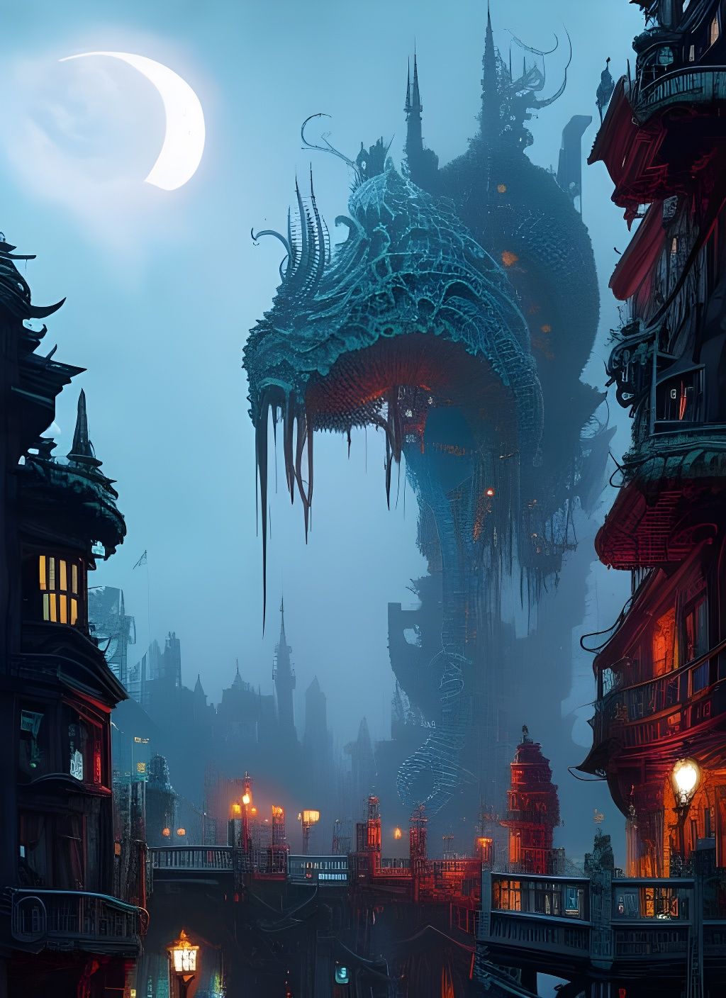 Tentacles Emerge from Kadath: Gritty Watercolor Art