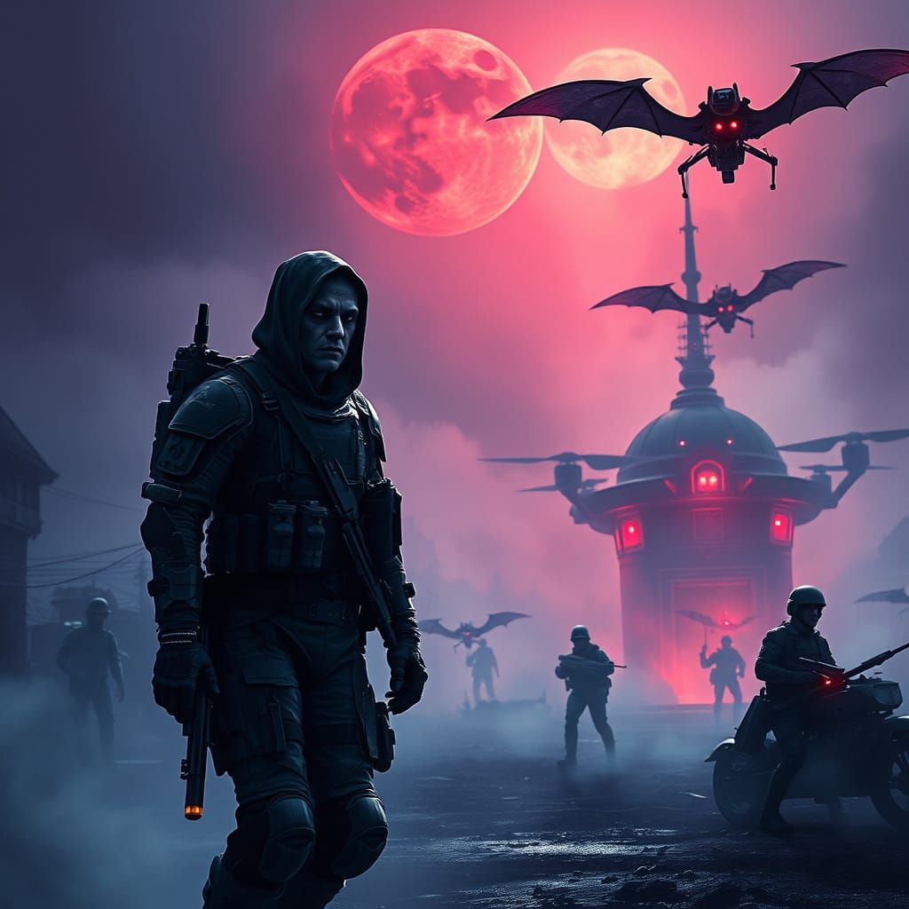 Vampire Commando Surveys Apocalyptic Battlefield