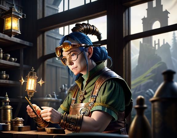 Gnome Repairs Automaton: Epic 3D Game Art