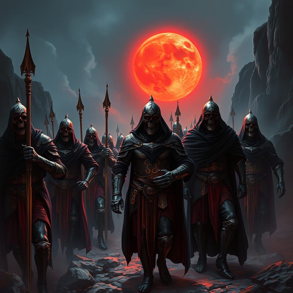 Epic Fantasy Army of Undead Knights Led by a Necromancer in ...