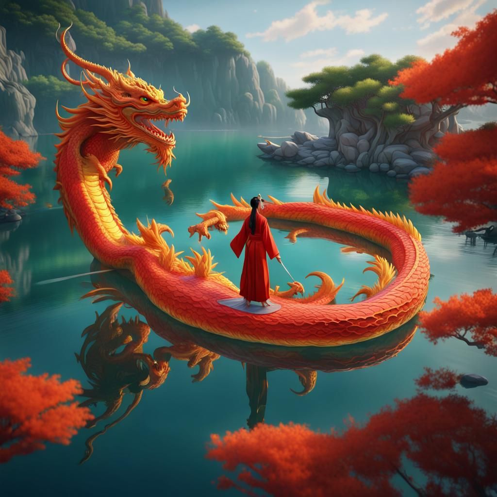Giant Dragon and Woman in Chinese Martial Arts World