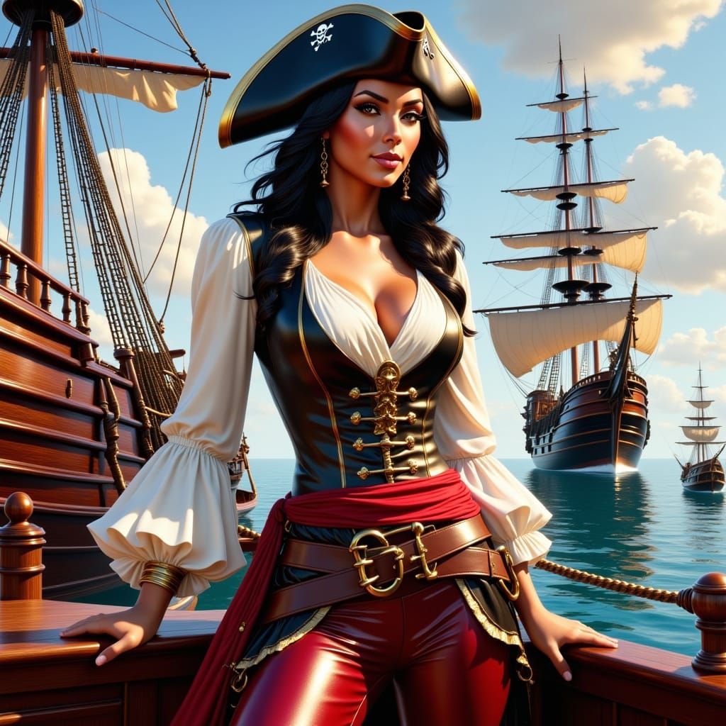 Goddess of the High Seas in a Classic Oil Painting