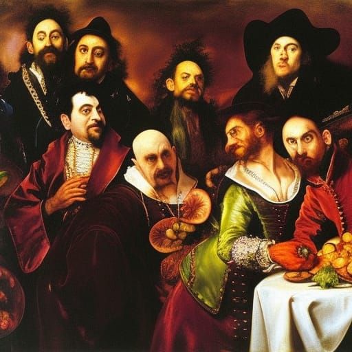 Vampire Grocery Store Oil Painting in Baroque Style