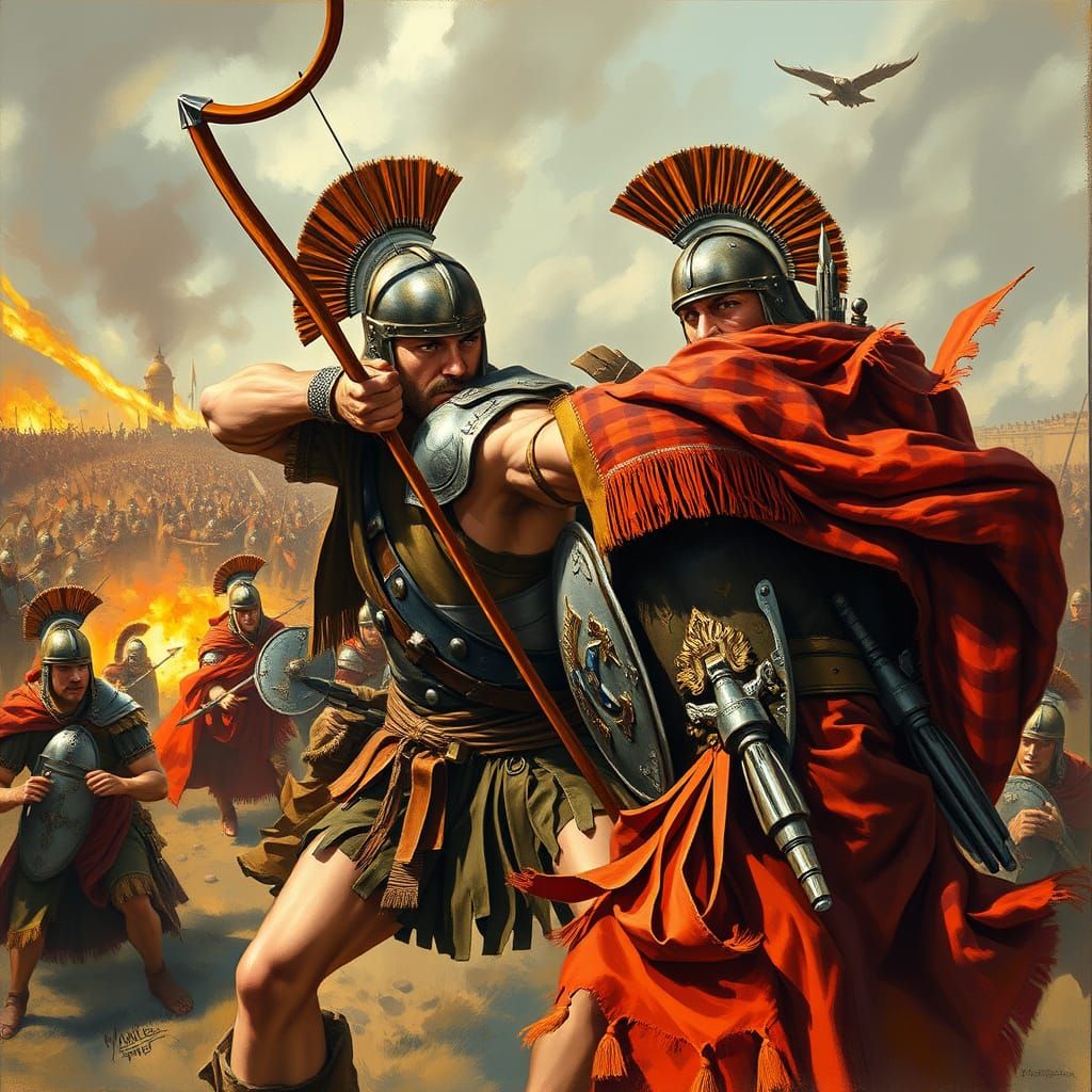 Gaul Warrior Engages Roman Legion in Epic Battle