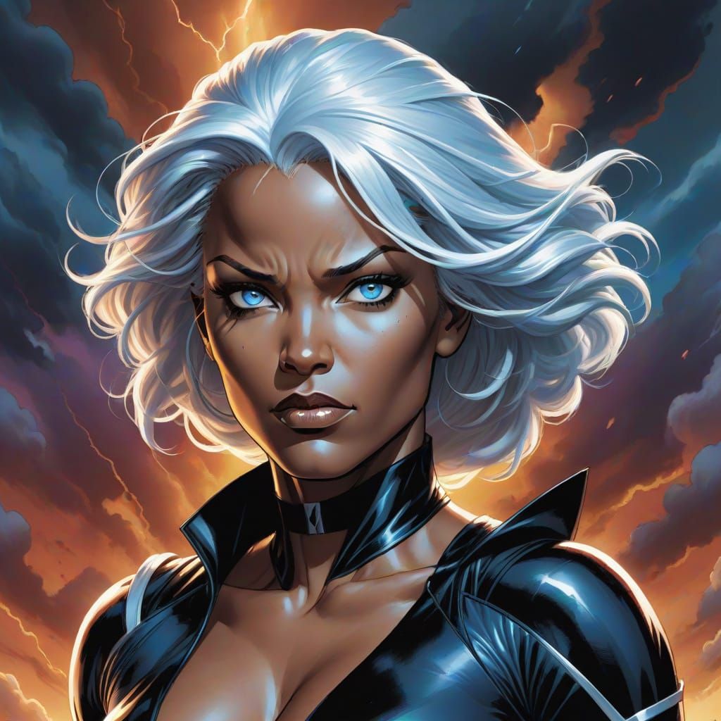 Storm from X-Men in Comic Book Style