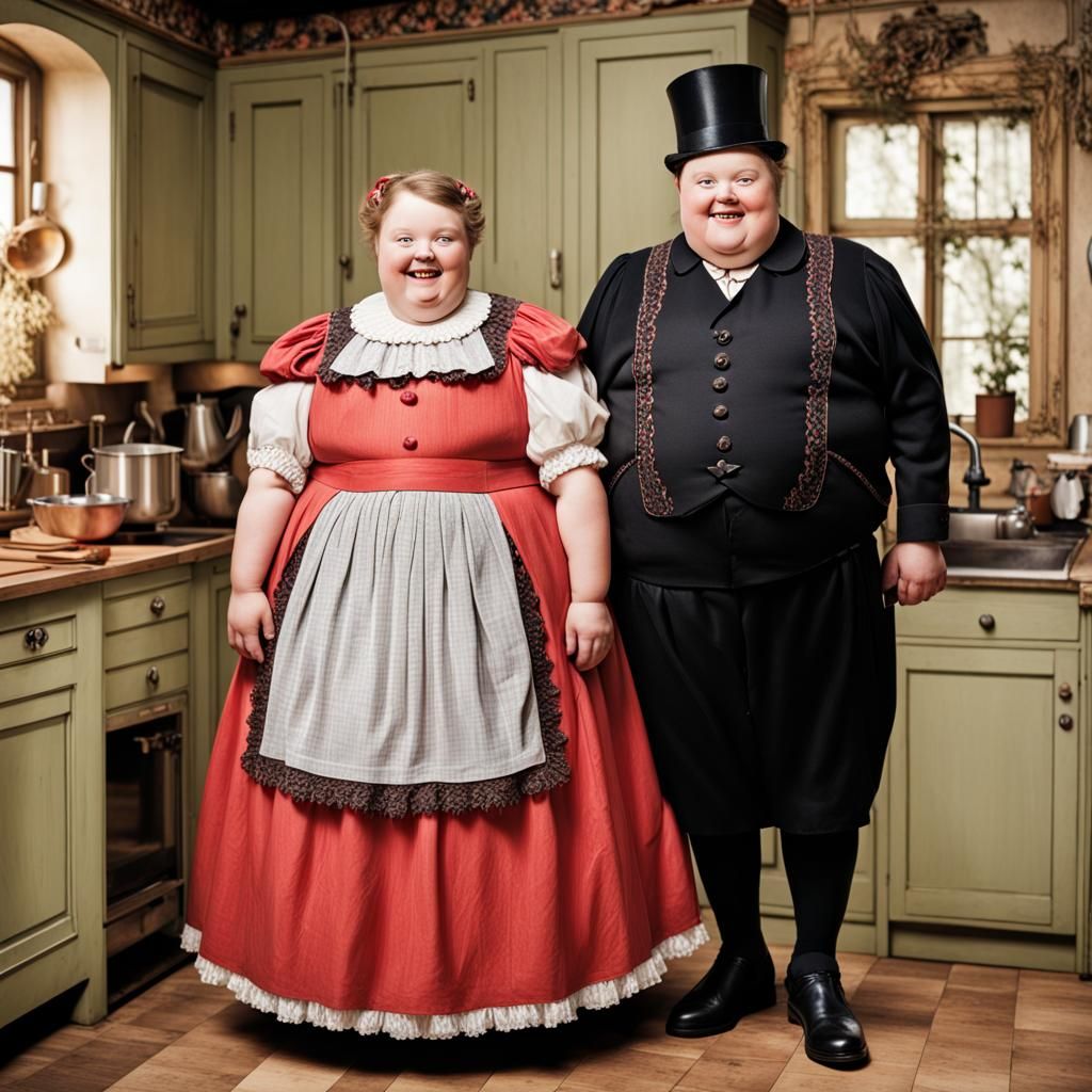 Chubby Hansel and Gretel in Elaborate Kitchen