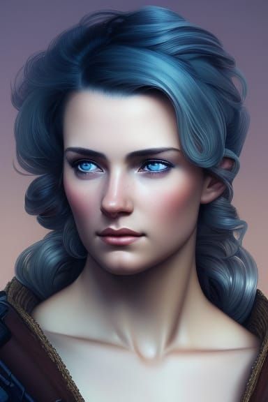 Young Woman Army Driver Portrait in Hyperdetailed Style
