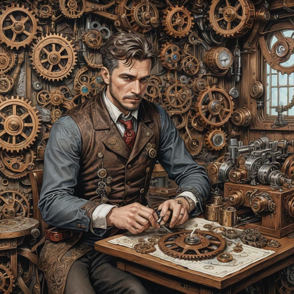 A Dreamshaper XL Lightning version: "When i add this last cog i can make this mechanism into sentient being."