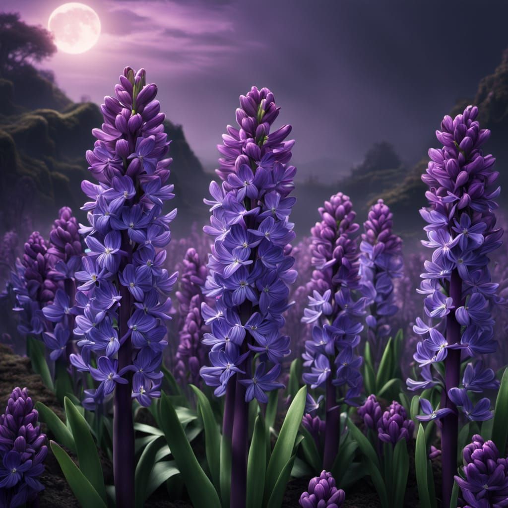 Dramatic Purple Hyacinth Digital Matte Painting