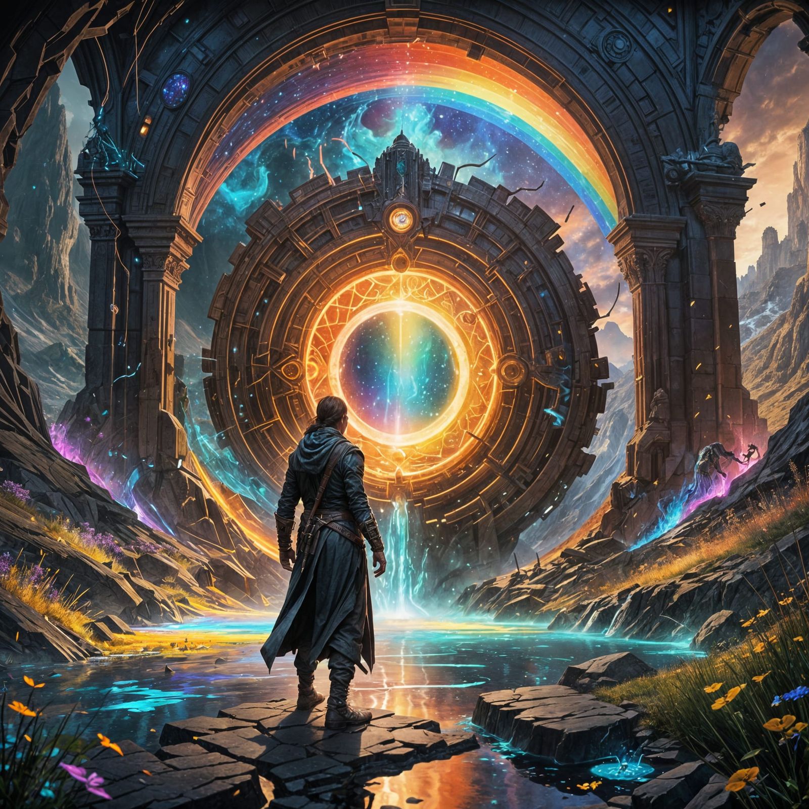 Taim the Wanderer in front of Symmul, the Mirror of Time