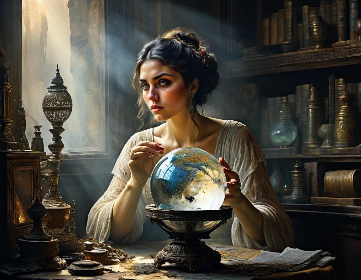Gypsy Fortune Teller Predicts Disaster in Glass Sphere