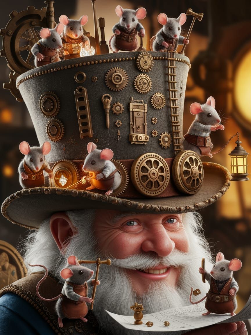 Dwarf Inventor's Steampunk Hat Becomes Mouse Workshop