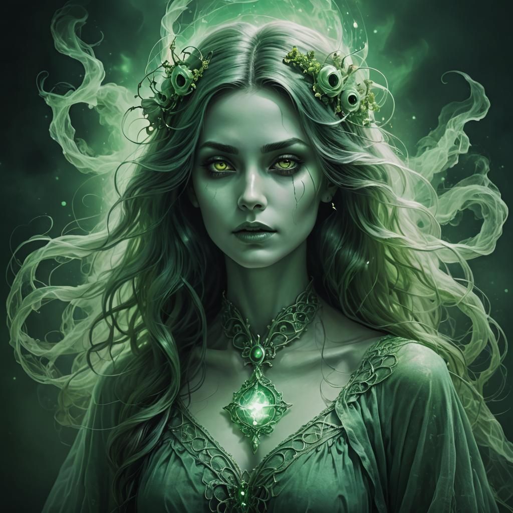 Magical Green Ghost Woman