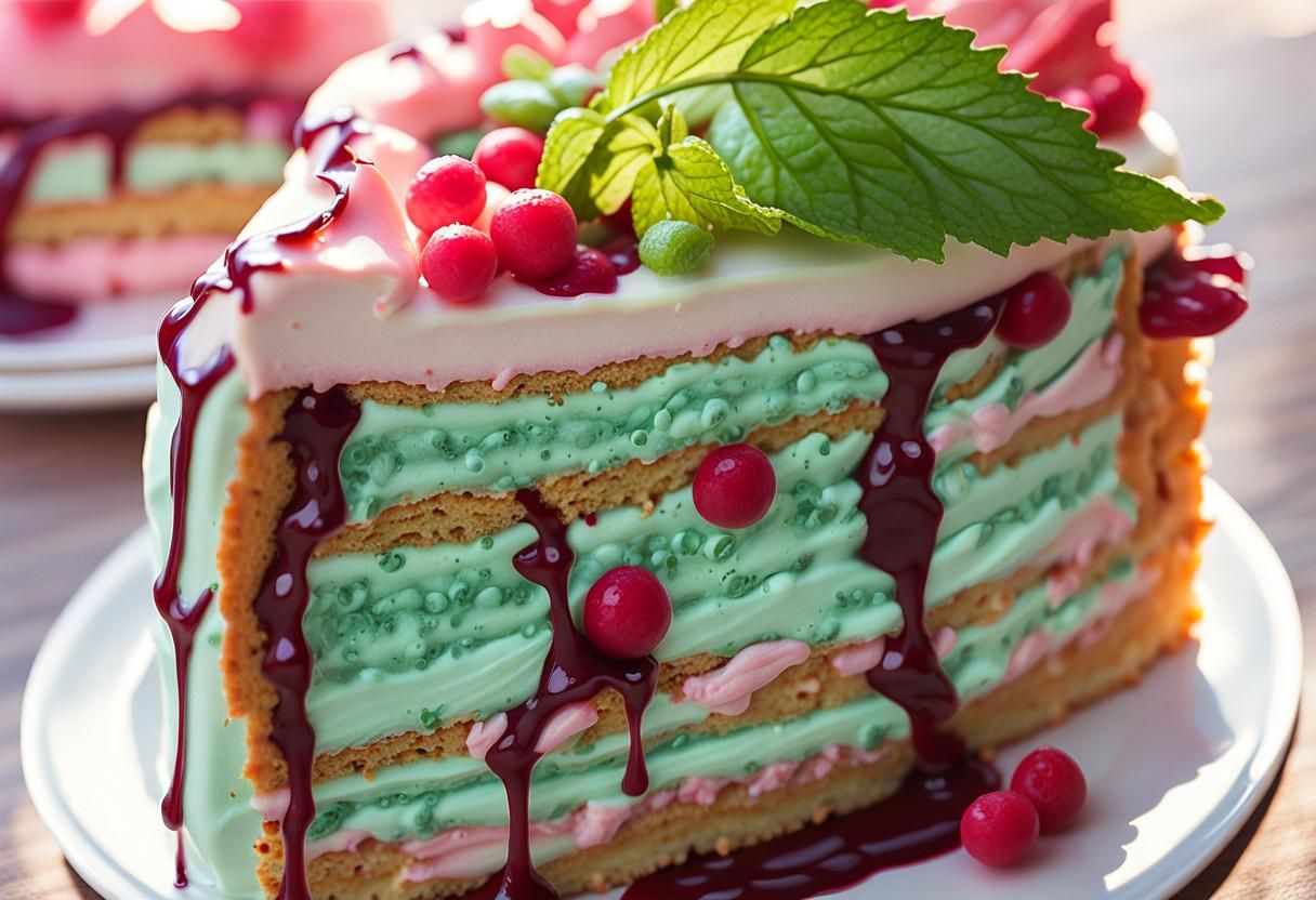 Sakura Cream Cake Still Life in Pastel Colors