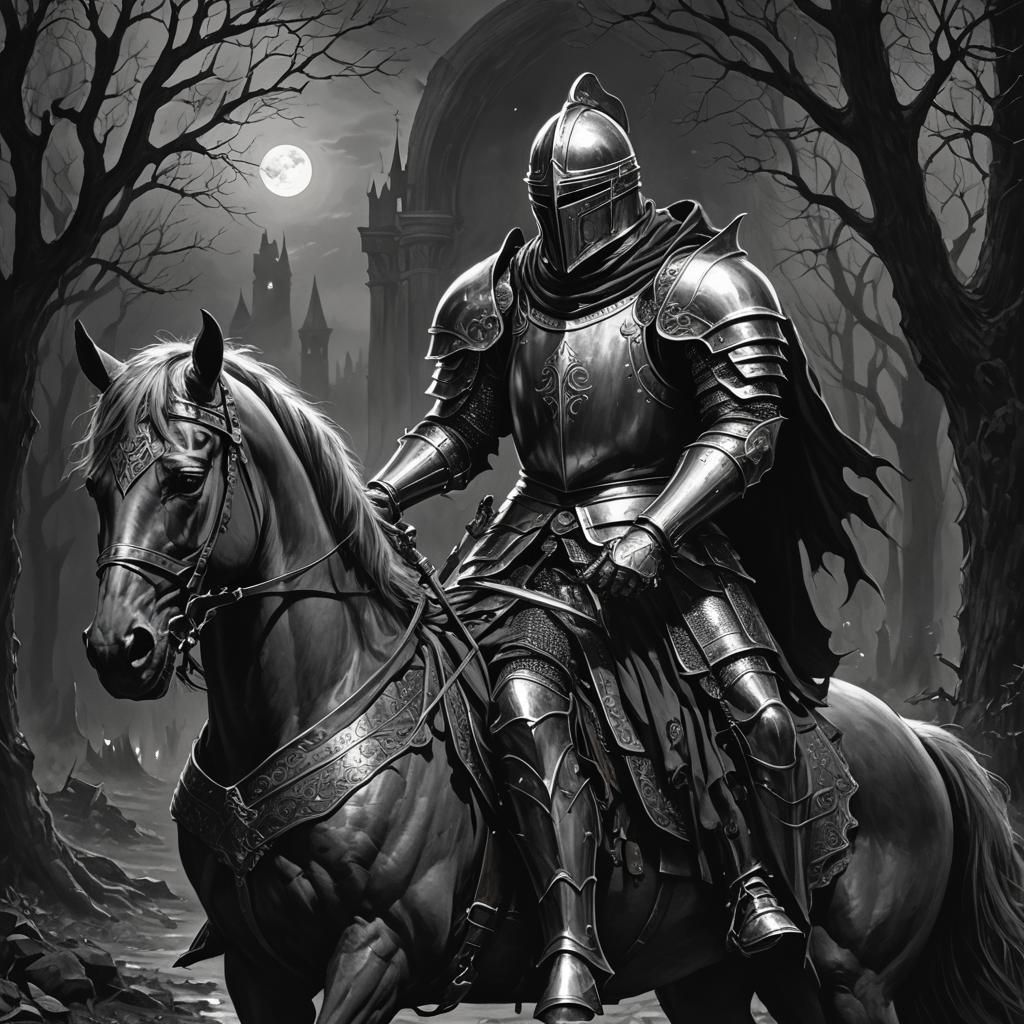 Dark Knight Patrols Shadowy Realm: Matte Painting