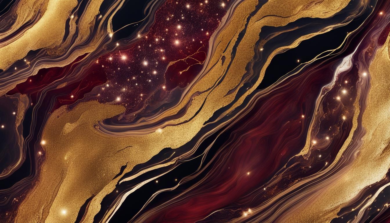Burgundy and Gold Marble Fantasy with Glitter