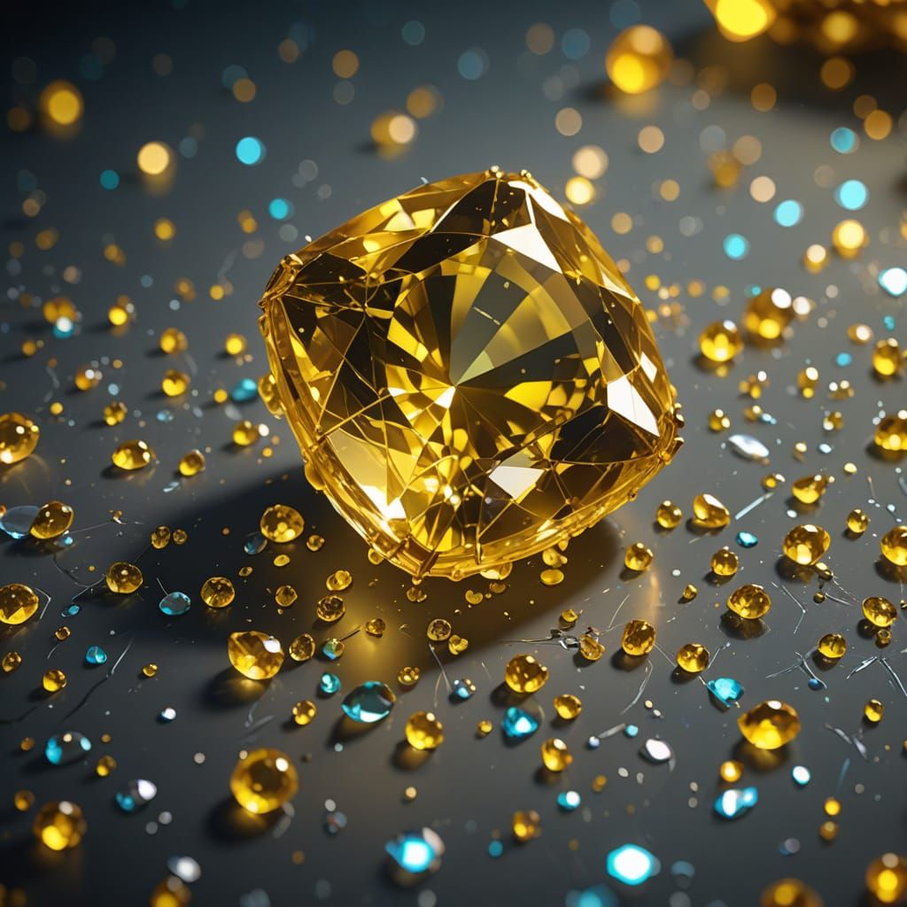 Bioluminescent Yellow Sapphire in Digital Art Style