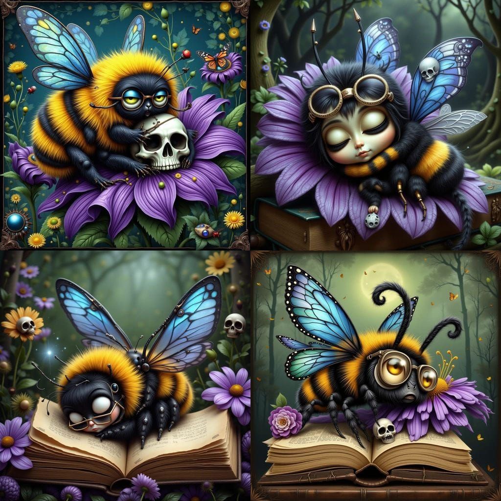 Sleepy Bumblebee in Tim Burton Style