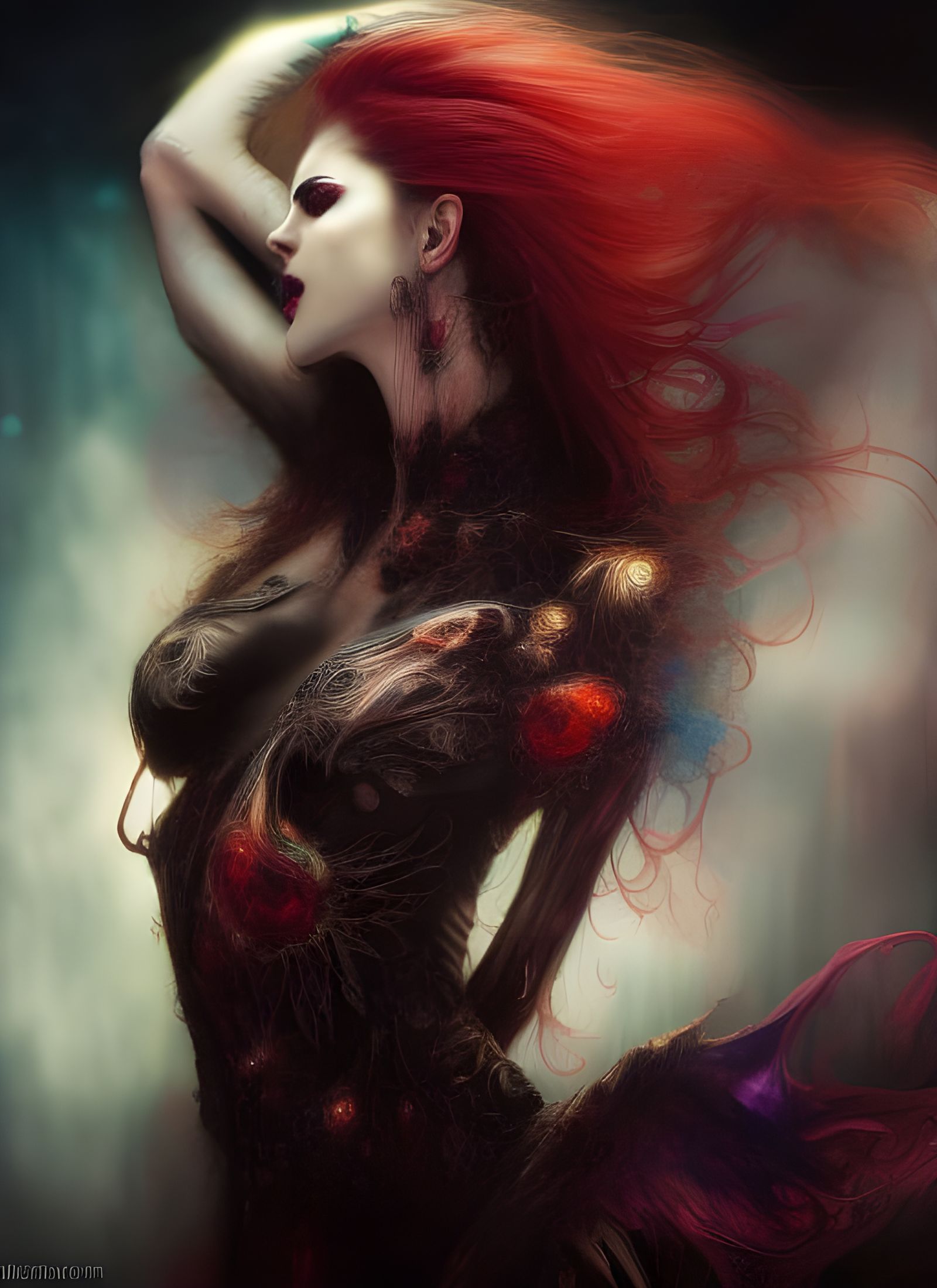 Fractal Iridescence: Vampire's Disintegration in Vibrant Col...