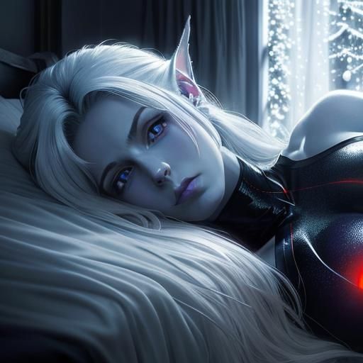 Dreamlike Film Still: Frail Woman Waking in Snowy Landscape