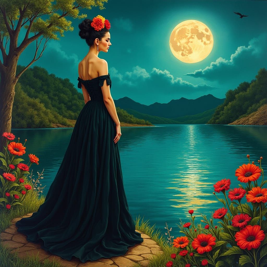 La Llorona in a Frida Kahlo Style