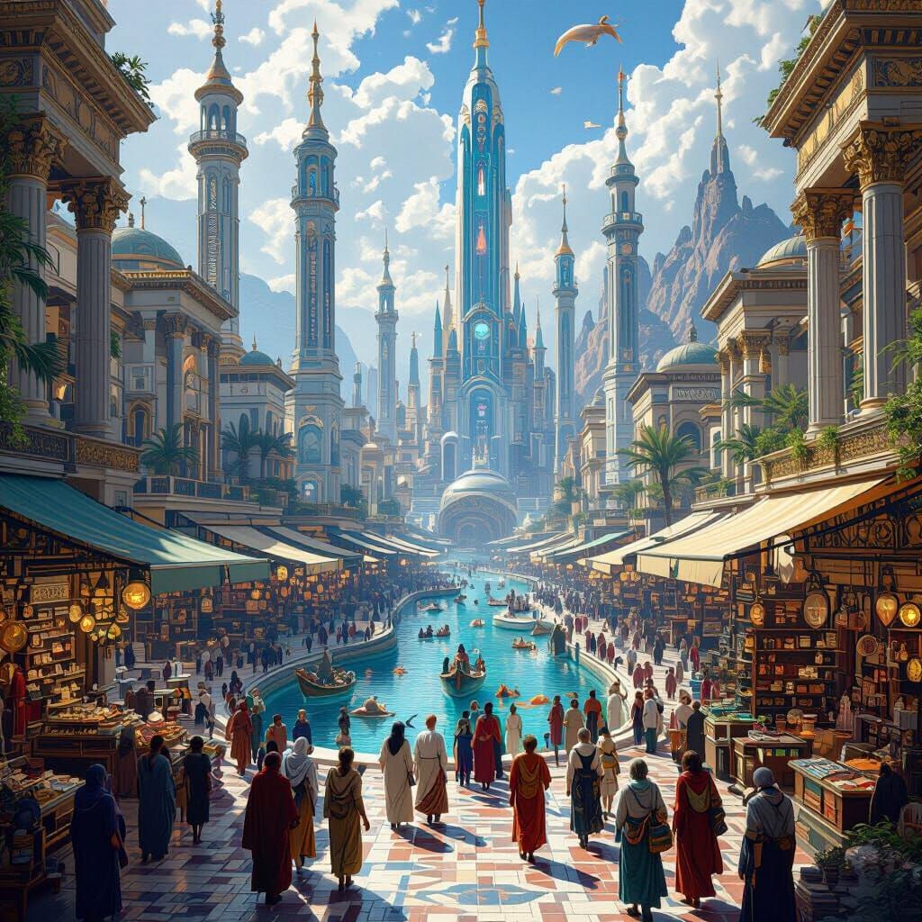 Atlantis Marketplace: Greek Architecture Meets Future Tech