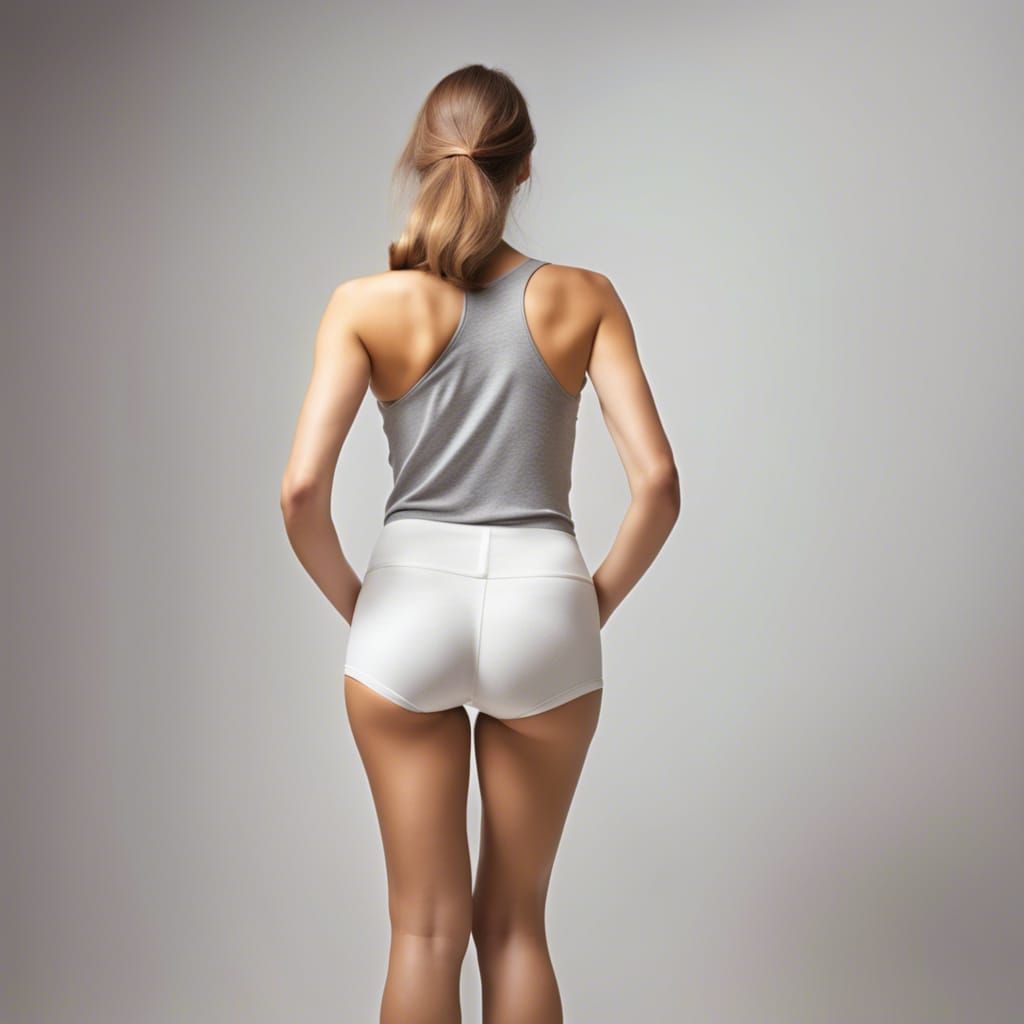 Elegant Slim Woman Posing with Back Turned