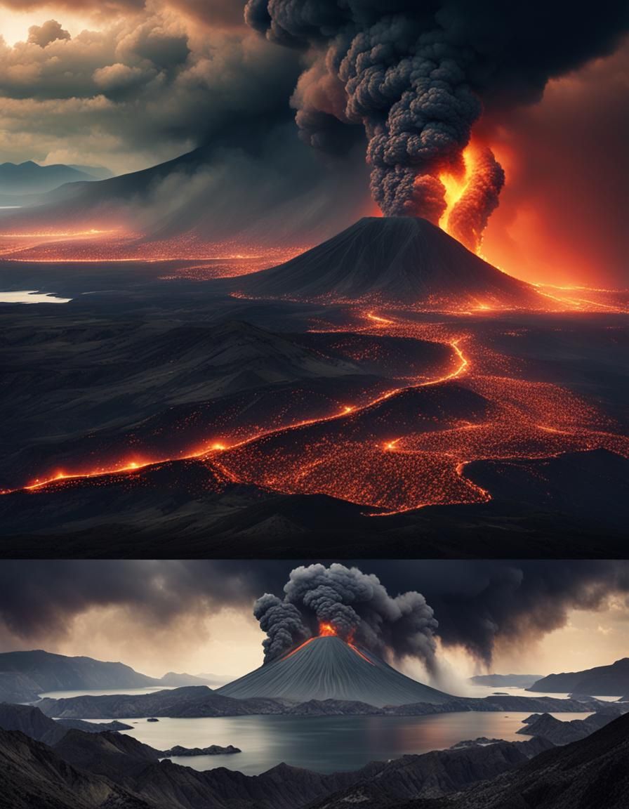 Volcanic Apocalypse: Cinematic Flames and Smoke