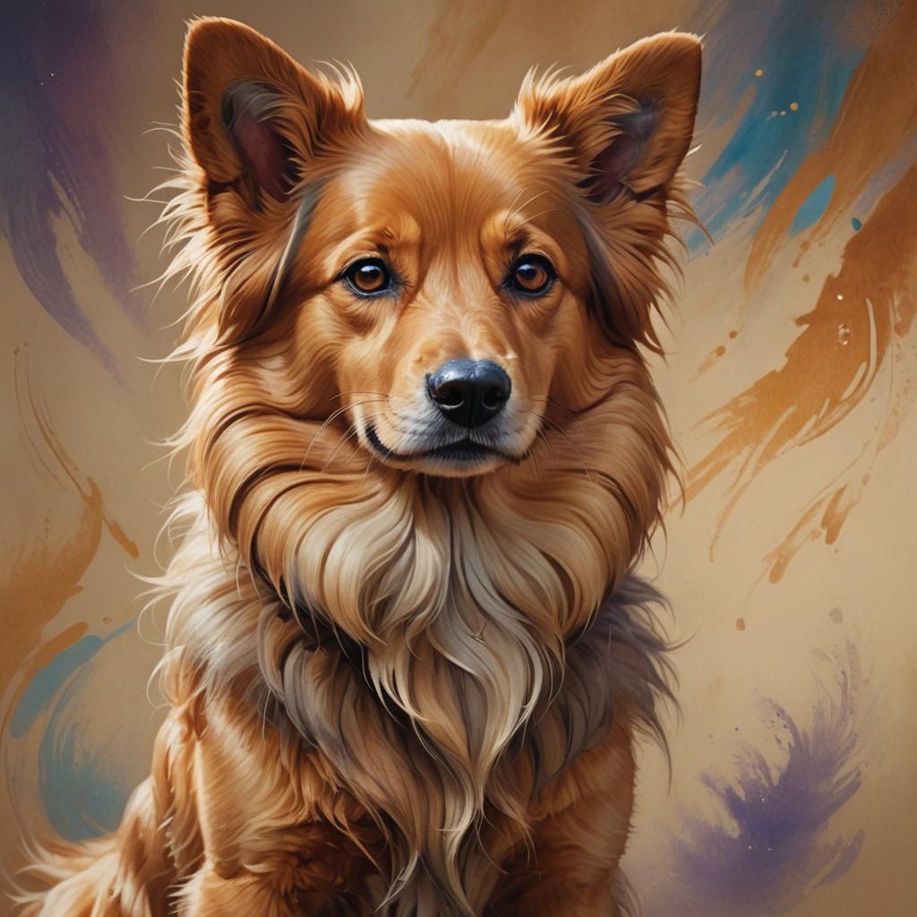 Hyperrealistic Portrait of a Caramel Dog in 8K