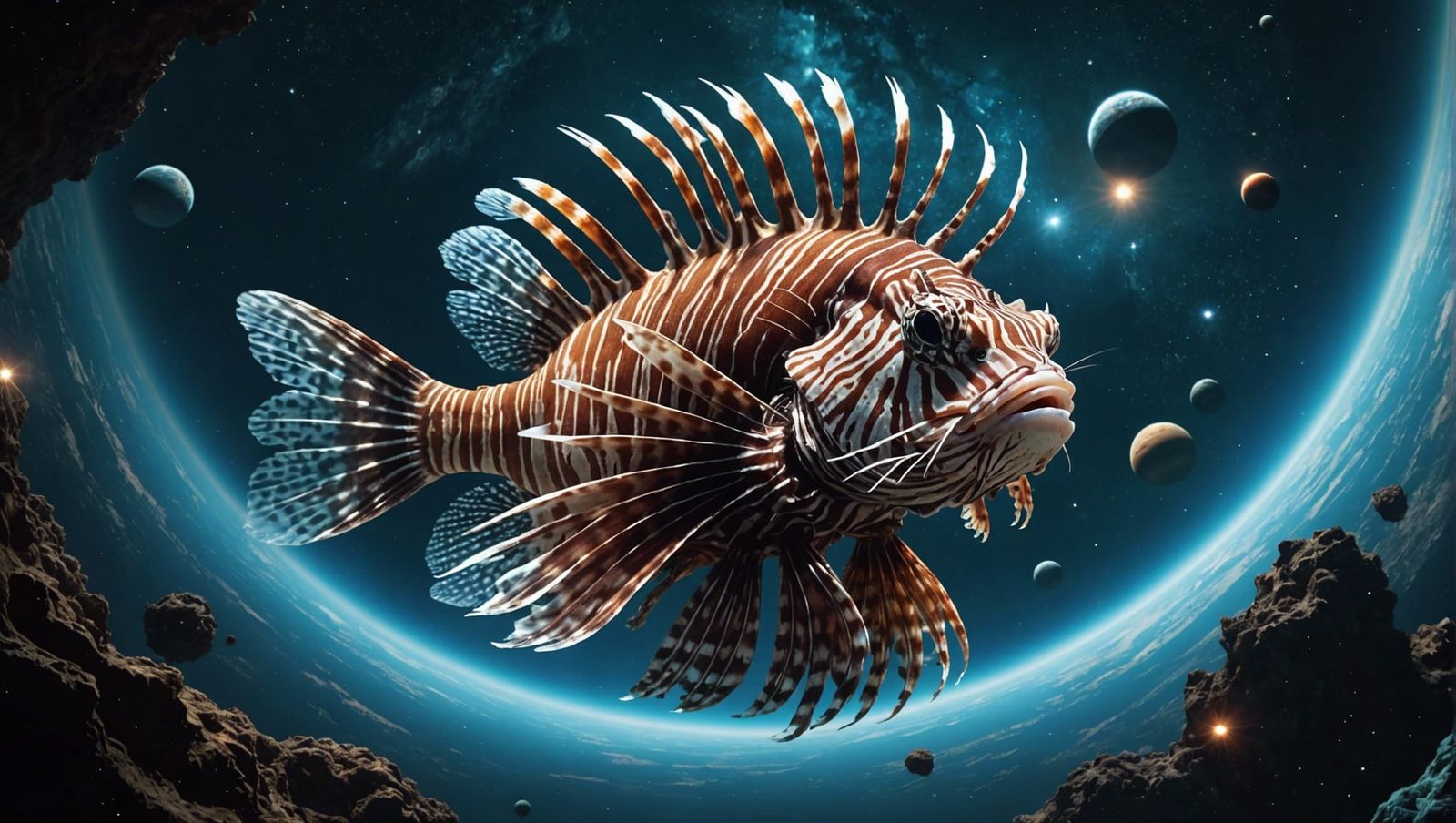 Lionfish in Space: Epic Digital Matte Painting