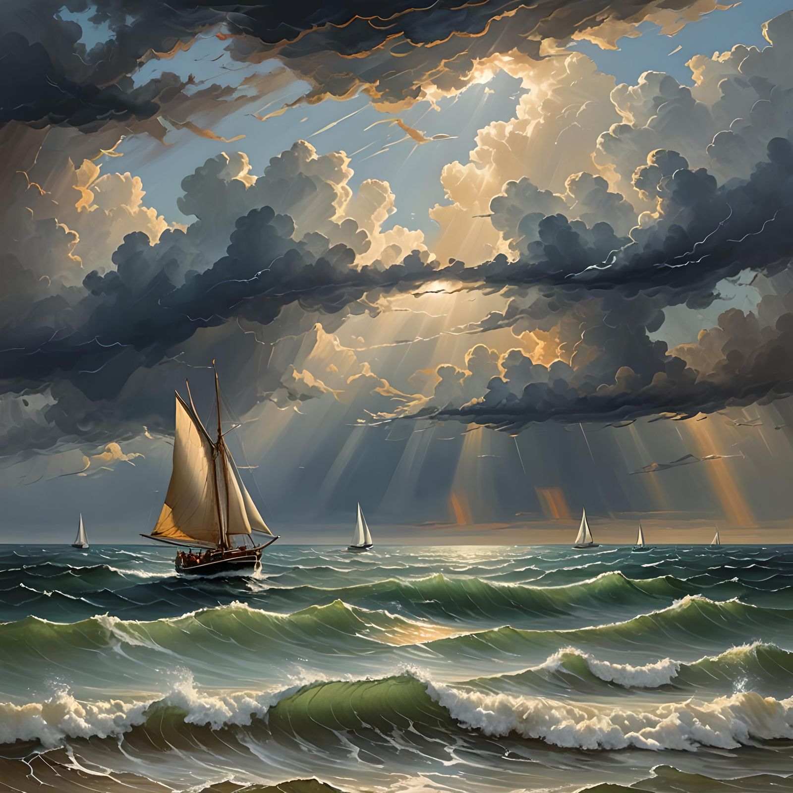 Calm Seascape Under Stormy Sky: Symbol of Hope